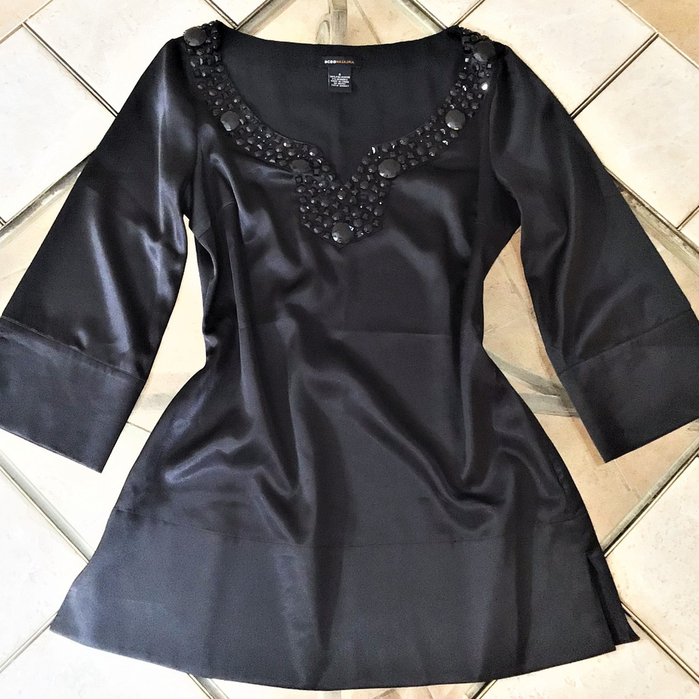 BCBGMaxAzria Silky Soft Black Cover Up or Top, szS